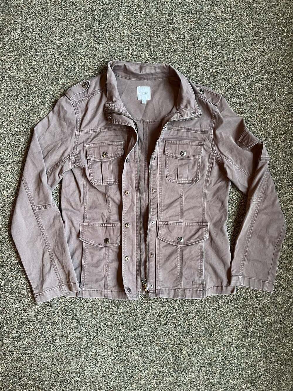 Kensie Utility Canvas Cargo Jacket Size L